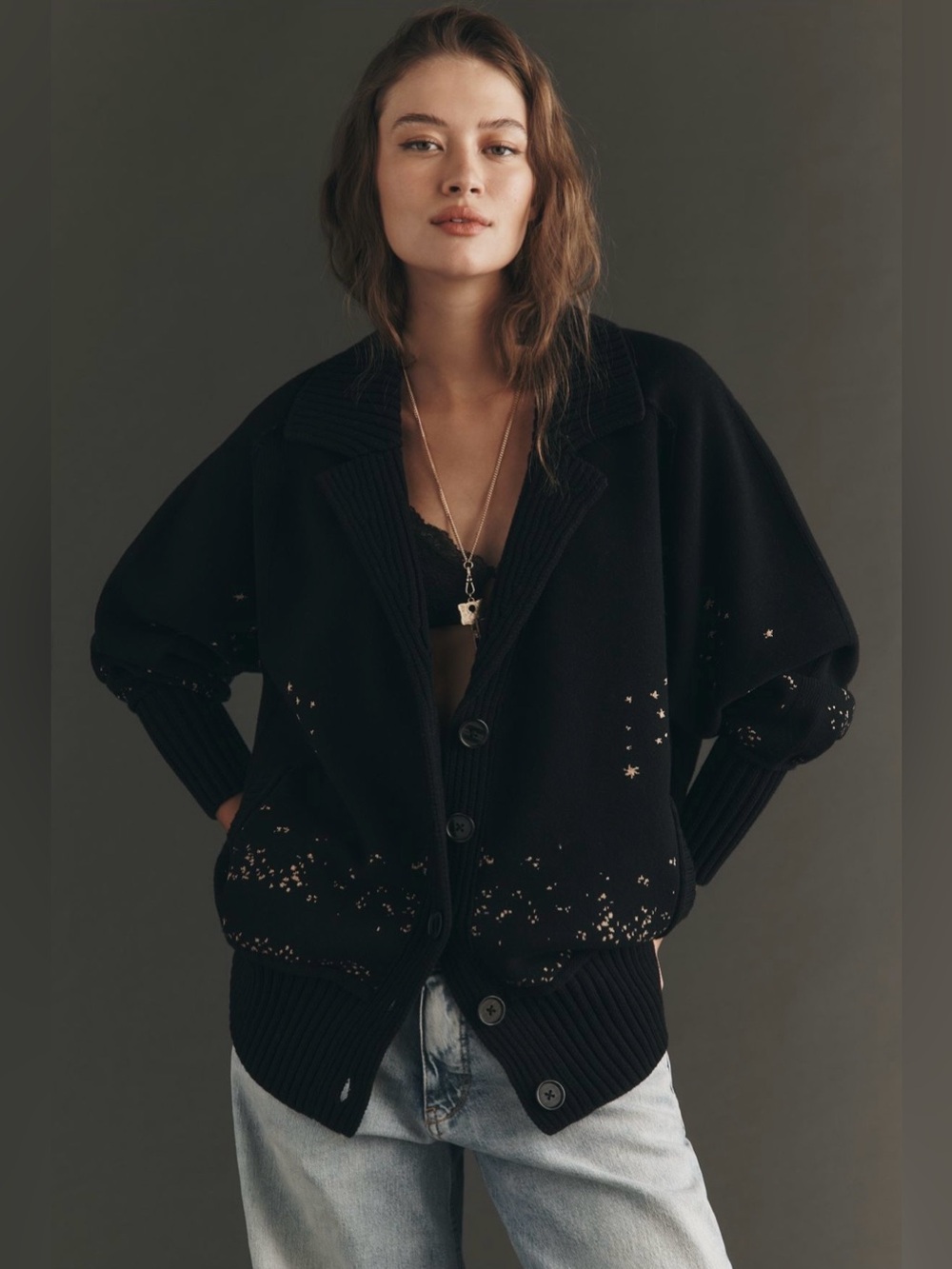 Anthropologie Collared V-Neck Cardigan
